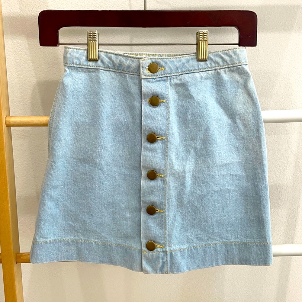 American Apparel High Waisted Jean Mini Skirt